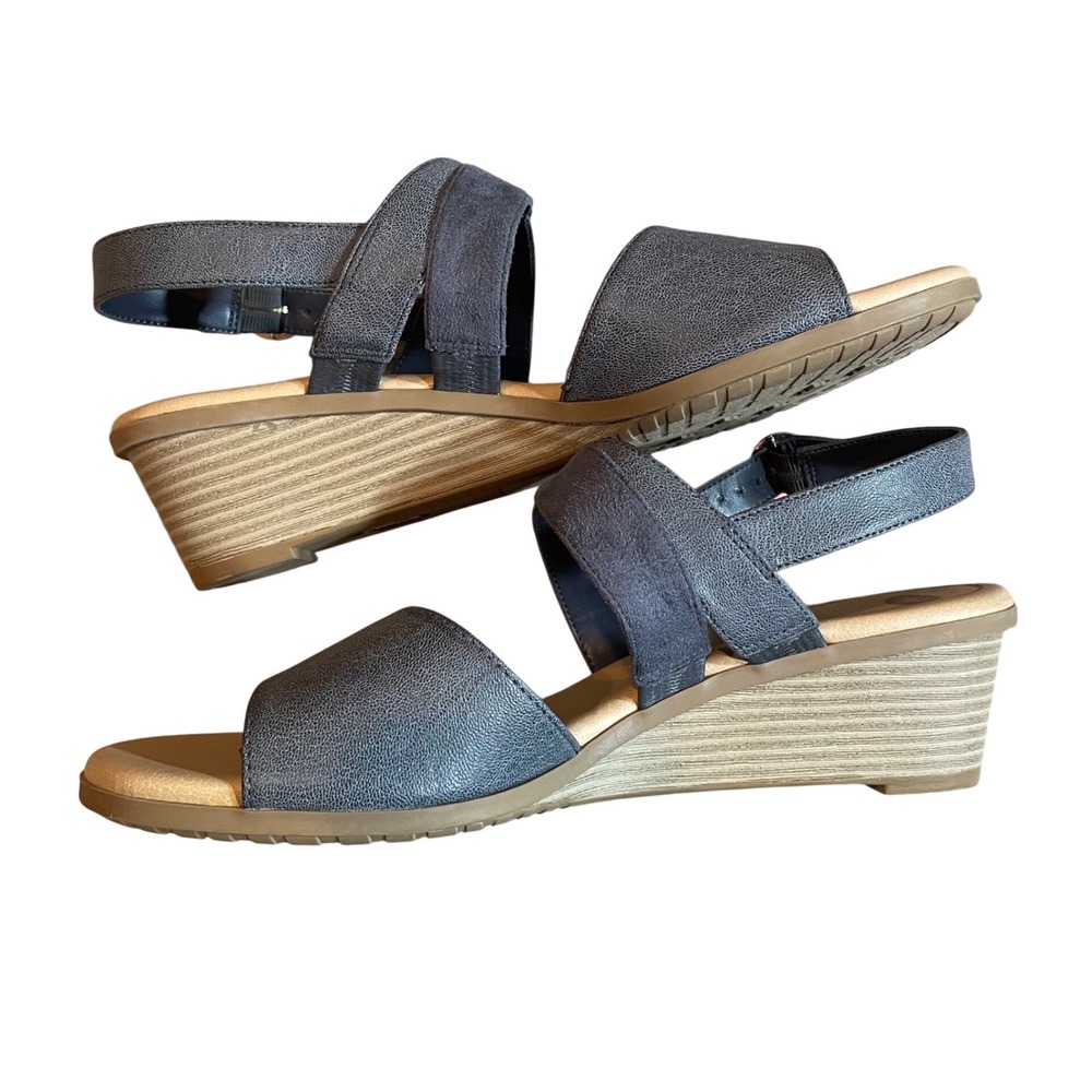 Dr. Scholls Grace Navy Blue Wedge Sandals Womens 10M Slingback Comfort Shoes - Picture 7 of 7